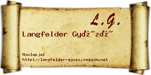 Langfelder Győző névjegykártya